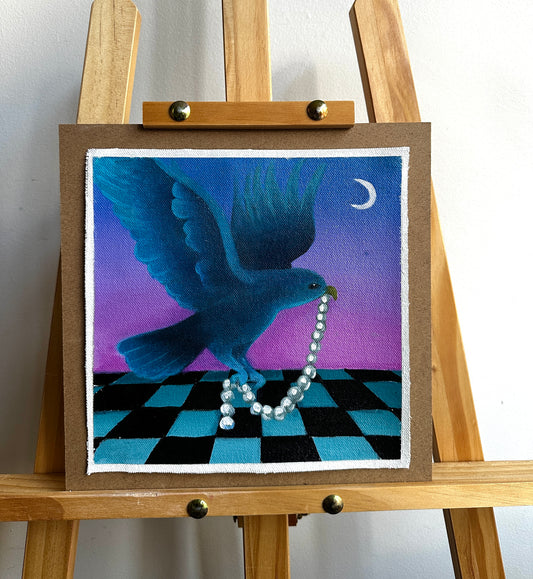Pearls In The Sky - Original Mini Painting on Canvas