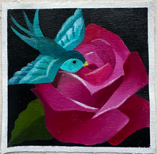 Midnight Garden : Arrival - Original Mini Painting on Canvas