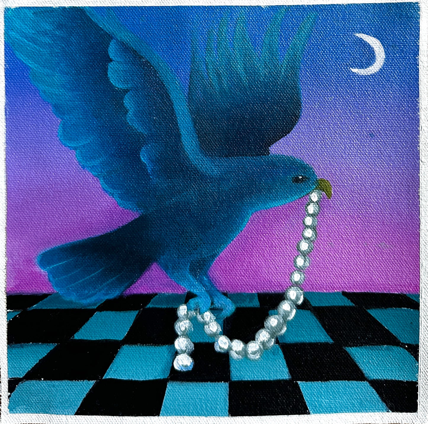 Pearls In The Sky - Original Mini Painting on Canvas