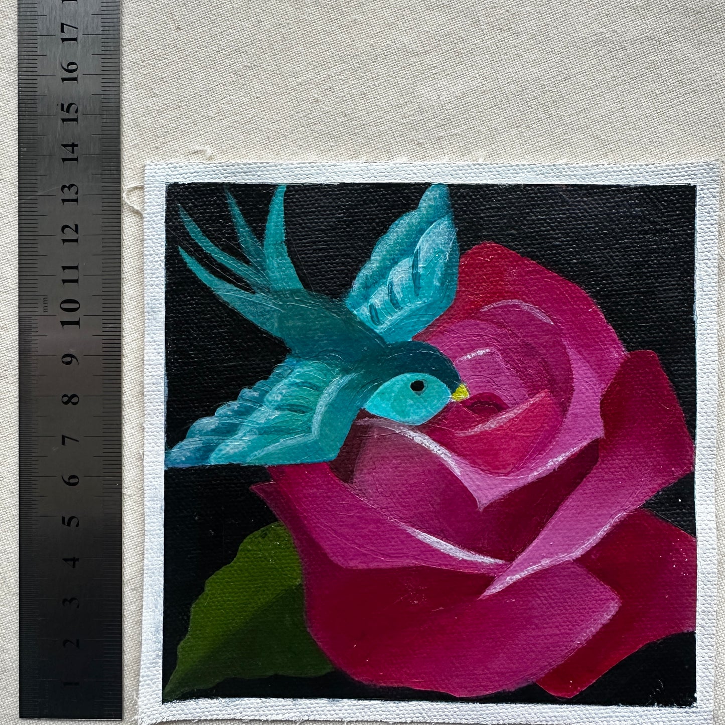 Midnight Garden : Arrival - Original Mini Painting on Canvas